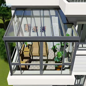 Toit en verre trempé réglable avec lumière solaire et véranda, style européen, cadre en aluminium, maison en verre d'extérieur, pavillon en verre de jardin - Product Image 3