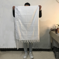 Vente en gros et conception de logo personnalisée grande taille 140x190 cm châle de prière Talit messianique couleur blanche Talit juif d'Israël