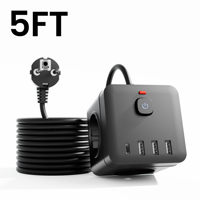Multiprise OEM 1,5 m avec prises EU, rallonge électrique portable avec 3 ports USB et 1 port Type-C, 16A 250V