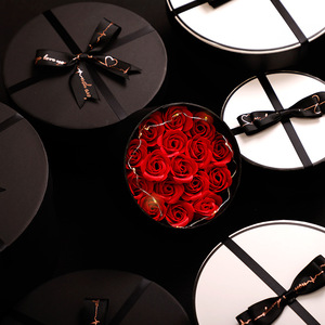 2023 custom rose flower box empty tube round rigid paper boxes wholesale luxury gift flower boxes packaging with ribbon bow
