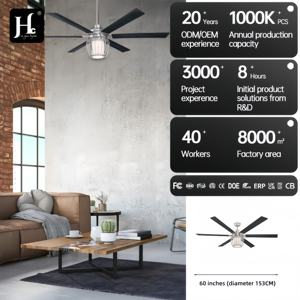 Ventilateur de plafond intérieur de 153 cm avec lumière LED à intensité variable, pales réversibles en wengue/hêtre, finition nickel brossé, télécommande, CE GS RoHS - Product Image 4