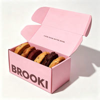 Boîte à biscuits rose avec logo personnalisé, boîte cadeau en papier alimentaire jetable pour l'emballage de pâtisseries, biscuits et desserts