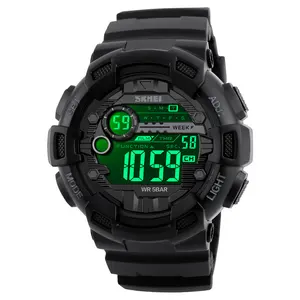 OEM Watch Brand Skmei 1243 Trend Jam Tangan Black Digital Led Display Custom Logo Relojes Men Wristwatches
