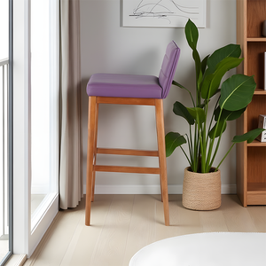 Leisure Simple Style Courtyard Teak Wood Chair Outdoor <b>Garden</b> Patio Hotel Bar <b>Stool</b> With Cushion for Home and Hotel - Product Image 2