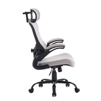 Meilleure chaise de bureau ergonomique moderne grise avec base en fer, dossier en maille réglable, en aluminium et plastique, avec repose-pieds pivotant en mousse – Vente en gros
