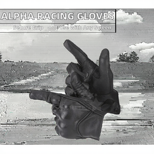 High Quality Genuine Leather Alpha Racing Full Finger <b>Touch</b> Screen Windproof Breathable Winter Outdoor Motorcycle Sport <b>Gloves</b> - Product Image 2