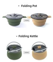 Ensemble de cuisine pliable pour le camping et la randonnée, bouilloire en acier inoxydable et silicone de 2,5 L avec couvercle, design compact, sans BPA