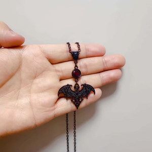 Collar con Colgante de Murciélago Negro y Cristal Rojo Gótico al por Mayor para Mujer, Joyería Satánica Pagana de Brujería para Fiesta de Halloween, Regalos - Product Image 6