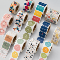 Autocollants personnalisés faits à la main pour bougies, en papier vélin avec revêtement brillant, pour marques de bougies botaniques, étiquettes rondes prédécoupées en rouleau pour emballage