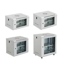 Armoire de serveur réseau murale 19 pouces en gros, en acier laminé à froid SPCC, armoire de données avec porte vitrée et ventilateur