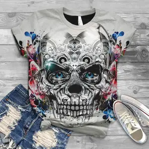 Mode Kleding Polyester Plus Size Vrouwen Tee 3D Digital Printing Schedels Oversized T-shirts Voor Vrouwen