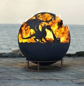 Esfera de Fuego Decorativa de Acero Corten, Cortada con Láser, con Patrones Personalizados, Rústica, Ecológica, Esfera Hueca de Metal - Product Image 3