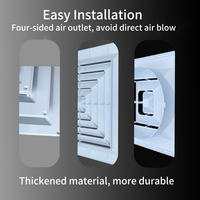 Diffuseur de plafond carré épaissi en ABS, grille d'aération 4 voies pour CVC, grille d'évacuation 600x600mm, découpe 550mm