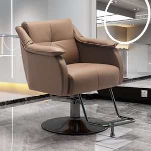 Fauteuil de beauté hydraulique, mobilier de salon, fauteuil de barbier en cuir et bois avec base chromée pour salon de coiffure ou barbier - Product Image 2