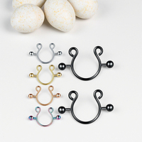 Faux anneau de mamelon 14G non piercing en acier inoxydable plaqué or ensemble de bijoux de corps à la mode Faux Piercing