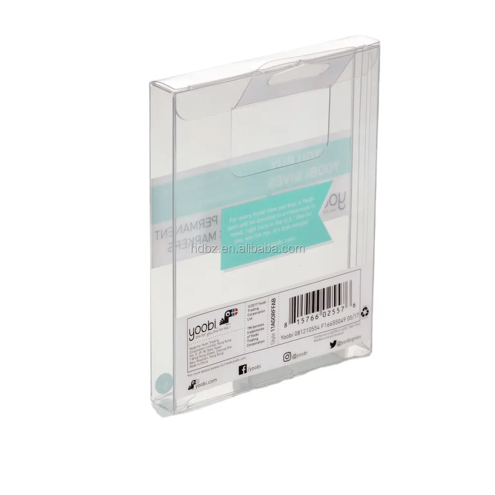 Vente en gros carré transparent avec logo personnalisé en plastique avec cintre pour emballage électronique
