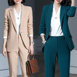 Fabricante de ropa al por mayor fabricante de pantalones de oficina formales de <span class=keywords><strong>mujer</strong></span> de alta calidad conjunto de dos piezas <span class=keywords><strong>traje</strong></span> de <span class=keywords><strong>mujer</strong></span> y FRAC - Product Image 1