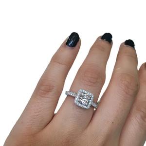 Bague en diamant taille princesse Q509, or blanc, couleur G naturelle, bijoux de fiançailles pour femmes - Product Image 4