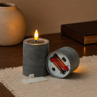 Bougie pilier sans flamme à LED grises, effet de flamme vacillante réaliste, effet de cire, commande par bouton sans fil, 2 piles AAA, CE, décoration d'intérieur