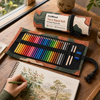 FLOWood Terra Signal Roll – Coffret de 24 crayons de couleur enroulables dans un étui en toile – Crayons de voyage portables pour artistes, croquis et dessins