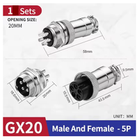 GX20 Diamètre 20mm Fiche Circulaire Aviation Mâle Femelle 2 3 4 5Pin 6Pin 7Pin 8Pin 9Pin 10Pin 12Pin Cable Connector Socket