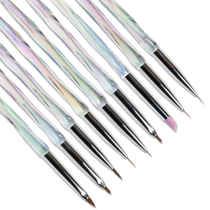 Ensemble de pinceaux à ongles en acrylique avec logo personnalisé, manche dégradé, poils en nylon, pour la peinture sur ongles, gel, nail art, salon, usage domestique, manucure - Product Image 4