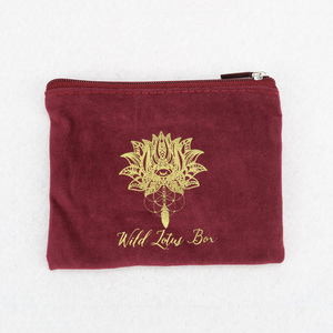 Custom logo Printed Velvet Pouch Bag Jewelry Packaging for Ladies Cosmetic Bag <b>Small</b> Makeup Pouch Velvet Zipper Bag - Product Image 2