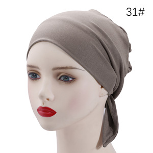 Sous-bonnets instantanés en satin modal et coton, couleur unie, avec cordon élastique, foulard réglable pour femme musulmane - Product Image 3