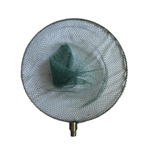 Tête de épuisette monobloc en acier inoxydable soudé avec <span class=keywords><strong>manche</strong></span> en bois et anneau, dotée d'un filet en nylon pour la pêche - Product Image 2