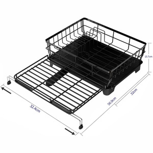 Extendable Kitchen Countertop Dish Rack With Tray <b>Adjustable</b> Sink Drainer Large Size For Dish Drying - Product Image 5