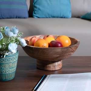 Ciotola di frutta decorativa artigianale con piedi in legno per pranzo, servizio e decorazioni per la casa per frutta, snack, Display centrotavola - Product Image 4