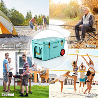 Glacière d'extérieur Boright 65QT grande capacité, étanche, à roulettes, en PE rotomoulé et mousse PU, thermique, pliable, avec poignée, pour 5 jours de glace sèche