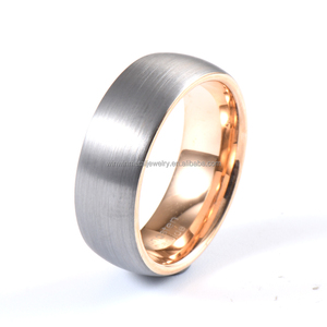 Anelli di Fidanzamento Classici a Cupola 8mm in Tungsteno Spazzolato Argento e Oro Rosa per Uomo e Donna, Fedi Nuziali Comfort Fit Invisibili - Product Image 1