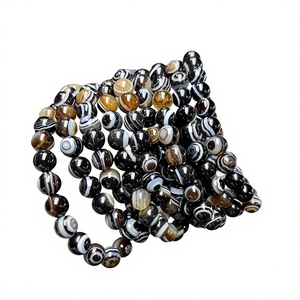 BEST > Bracelets extensibles en agate noire naturelle, perles de 8 mm, 10 mm, 12 mm, motif œil, bijoux en pierres précieuses, unisexe - Product Image 4