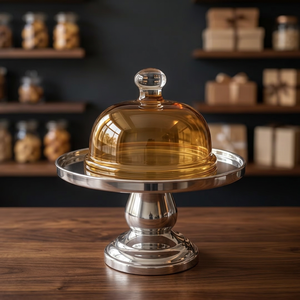Support à gâteau décoratif en métal au design élégant pour la présentation de gâteaux, le service de desserts, la décoration de table pour mariages, anniversaires et restaurants - Product Image 1
