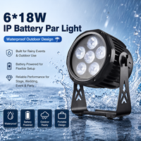 Projecteur LED PAR sans fil IP65 à piles 6x18W RGBWA UV DMX, 7500mAh, 15 angles de faisceau pour église