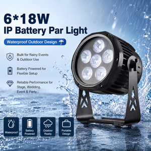 ไฟพาร์ LED แบบใช้แบตเตอรี่ IP65 6x18W RGBWA UV ไร้สาย DMX สำหรับโบสถ์ โรงละคร และคลับ - Product Image 2
