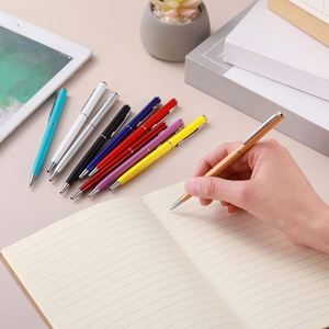 Custom Logo Promotion <b>Gold</b> Slim Ballpoint <b>Pens</b> Black Ink Medium Point(1 Mm), Nice Gift for Wedding Business Office Guest - Product Image 5
