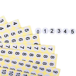Best Selling custom size White Round Retail Arab number Size Label Wholesale Product Number Vinyl Stickers