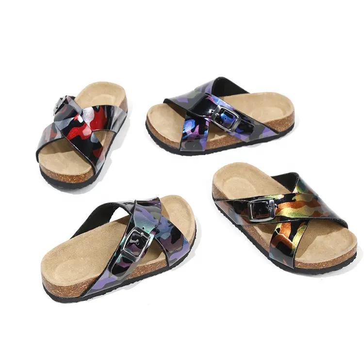 EVA Kids Sandals Boys Girls Summer Sandals Sandal Flats SHINNING PU Kids Shoes Outdoor Ankle Strap Unisex Solid Buckle Strap
