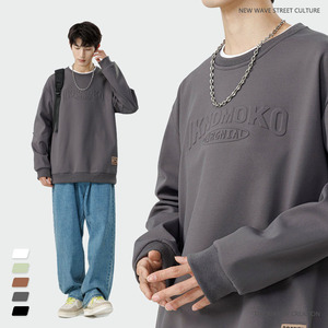 Sudadera de cuello redondo con estampado de letras en relieve de acero para hombre 2023 Otoño/Invierno nueva Sudadera con capucha con personalidad en relieve 3D - Product Image 2