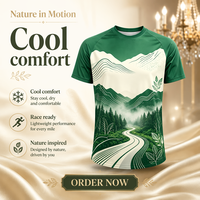 T-shirt de course à manches courtes 100 % polyester à séchage rapide, impression par sublimation intégrale personnalisée OEM, design imprimé sur toute la surface