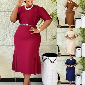 J8665 Abiti Estivi Eleganti da Donna per Ufficio, Vestito Casual con Collo Tondo e Mezza Manica per Lavoro e Tempo Libero - Product Image 2