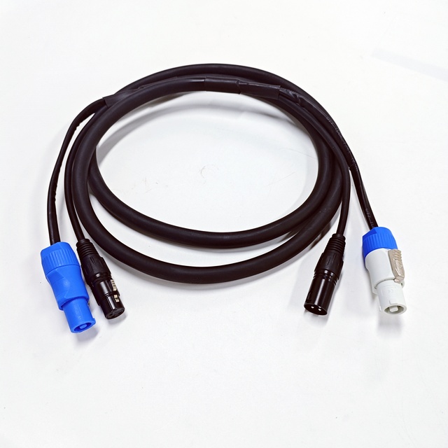 1.5 M 5FT Powercon Blue Grey Plug 3Pin XLR DMX Hybrid Cable for Stage Light