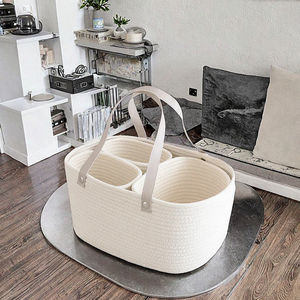 Cesta de Almacenamiento Profesional para Guardería, Cestas Tejidas con Asas de Cuerda de Algodón, Organizador de Pañales, Bolsa de Mamá, Almacenamiento de Pan para el Hogar, Moderno - Product Image 3