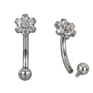 ASTM F136 Titanium Piercing 16g Gebogen Barbell Wenkbrauw Stud De Titanio Piercing Comfortabele Push <span class=keywords><strong>Pin</strong></span> Body Jewelry Design Dames - Product Image 3