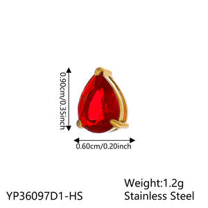 HB0191 kalung besi tahan karat 12 bulan, kalung wanita liontin zirkon tetesan air mata berlapis emas - Product Image 4