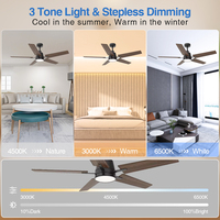 Ventilateur de plafond à pales droites Nordic Fresh 48 pouces avec LED RGB, télécommande, 6 vitesses, économie d'énergie - Ventilateur de plafond à pales droites