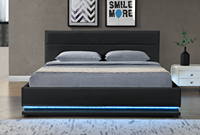 Lit double King Size rembourré avec éclairage LED Willsoon Design moderne PU Gas Lift avec rangement et ascenseur