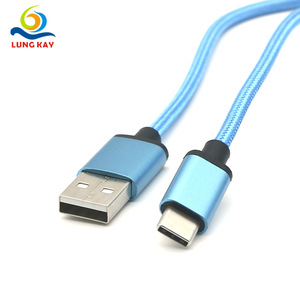Lung Kay Usb Type <b>C</b> <b>Charging</b> Cable 1m Nylon Blue For Android Phones Data Transfer Fast <b>Charging</b> - Product Image 1